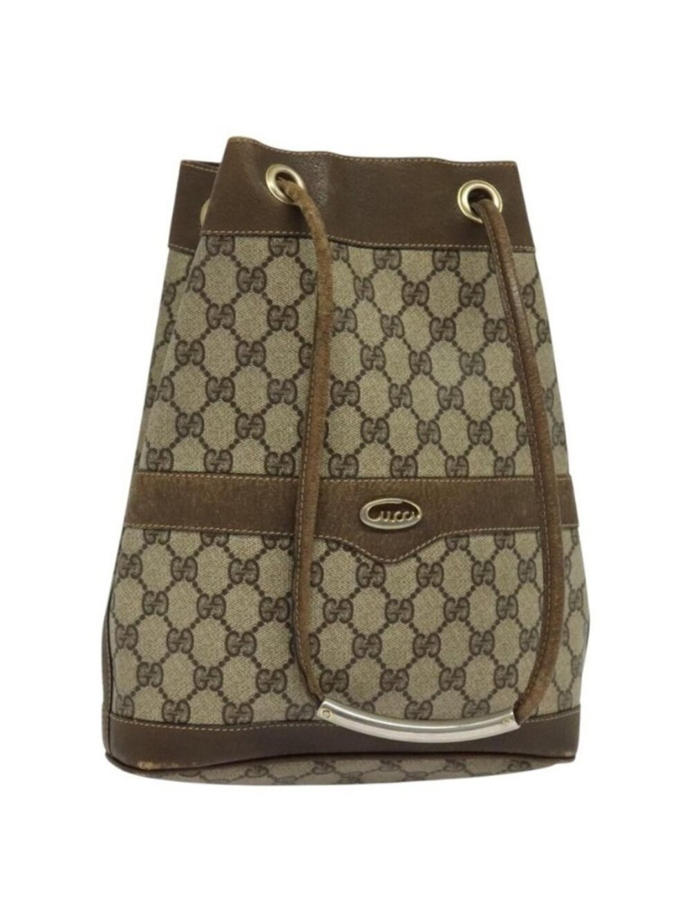 Authentic GUCCI GG Supreme Shoulder Bag PVC Beige